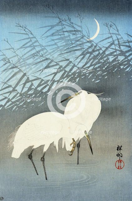 Pair of white egrets, 1930. Creator: Ohara Koson.