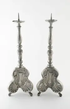 Pair of Altar Candlesticks, Germany, Mid 18th century. Creator: Unknown
