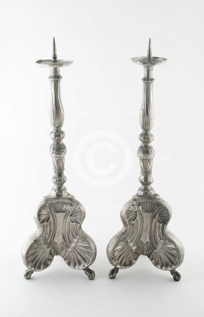 Pair of Altar Candlesticks, Germany, Mid 18th century. Creator: Unknown.