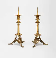 Pair of Altar Candlesticks, Paris, 1862. Creators: Eugène Emmanuel Viollet-le-Duc, Louis Bachelet