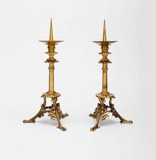 Pair of Altar Candlesticks, Paris, 1862. Creators: Eugène Emmanuel Viollet-le-Duc, Louis Bachelet