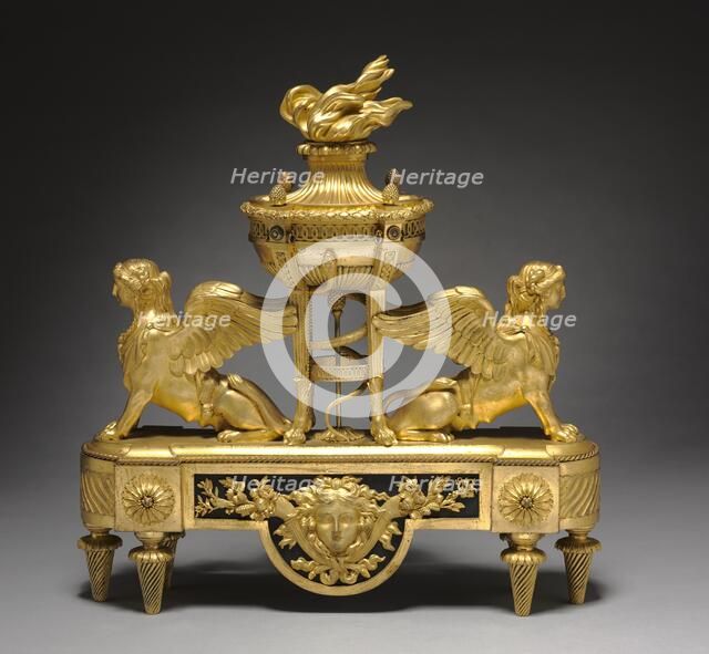 Pair of Andirons (Chenet), c. 1785. Creator: Unknown.