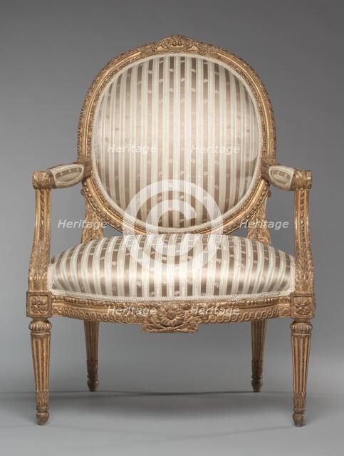 Pair of Armchairs (Fauteuils), c. 1765. Creator: Jean-Baptiste II Tilliard (French, 1797).