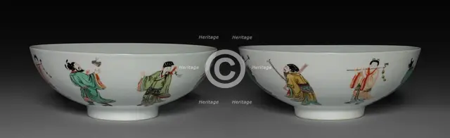 Pair of Bowls with Eight Immortals, 1662-1722. Creator: Unknown.