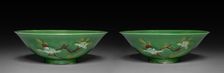 Pair of Bowls with Sprays of Flowers, 1662-1722. Creator: Unknown