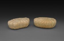 Pair of Boxes in Form of Lotus Leaf, 1700s. Creator: Unknown