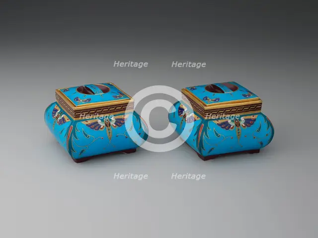 Pair of Boxes, Stoke-on-Trent, c. 1875. Creator: Christopher Dresser.