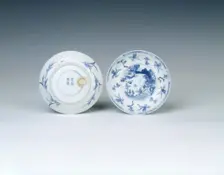 Pair of blue and white dishes, Qing dynasty, early Kangxi period, China, 1662-1677. Creator: Unknown