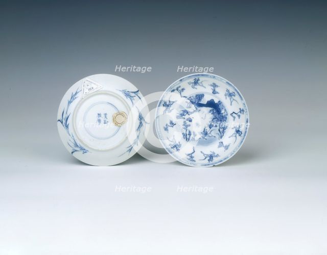 Pair of blue and white dishes, Qing dynasty, early Kangxi period, China, 1662-1677. Artist: Unknown