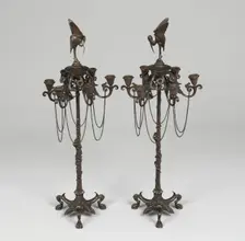 Pair of Candelabra, France, c. 1880. Creator: Auguste-Nicolas Cain