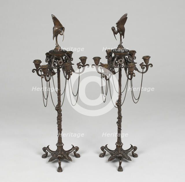 Pair of Candelabra, France, c. 1880. Creator: Auguste-Nicolas Cain.