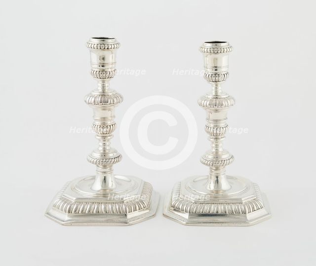 Pair of Candlesticks, England, 1691/92. Creator: Unknown.