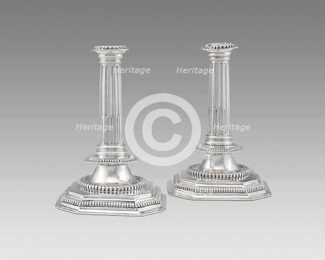 Pair of candlesticks, England, c. 1700/50. Creator: Unknown.