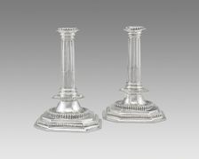 Pair of candlesticks, England, c. 1700/50. Creator: Unknown