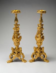 Pair of Candlesticks, Italy, c. 1680. Creator: Francesco Bertos