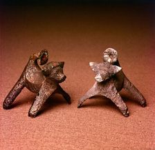 Pair of Celtic Bronze Bulls, Bulbury Camp, Dorset, England, c1st century BC - c1st century