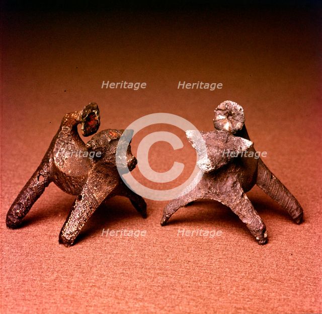 Pair of Celtic Bronze Bulls, Bulbury Camp, Dorset, England, c1st century BC - c1st century. Artist: Unknown.