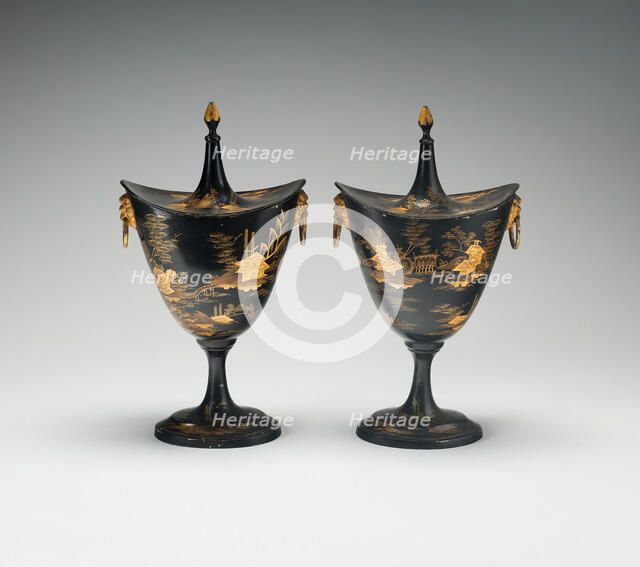 Pair of Chestnut Urns, Wales, 1790/1800. Creator: Unknown.