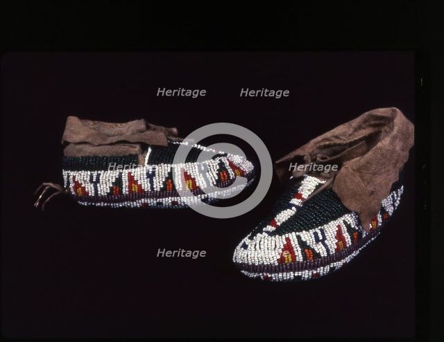 Pair of Child's Moccasins, Plains, c. 1885. Creator: Unknown.