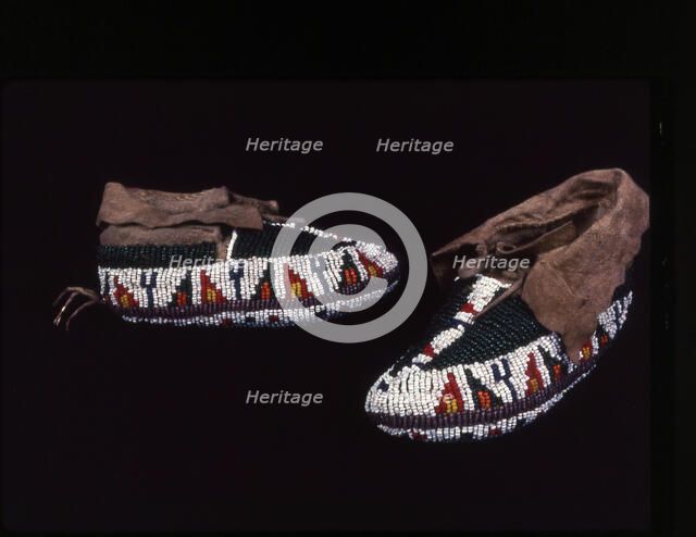 Pair of Child's Moccasins, Plains, c. 1885. Creator: Unknown.