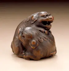 Pair of Chinese Lions, early 19th century. Creator: Kano Tomokazu