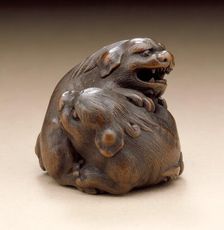 Pair of Chinese Lions, early 19th century. Creator: Kano Tomokazu