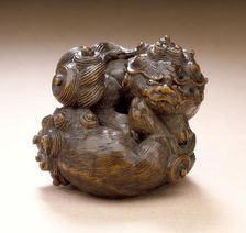 Pair of Chinese Lions, early 19th century. Creator: Tamba School