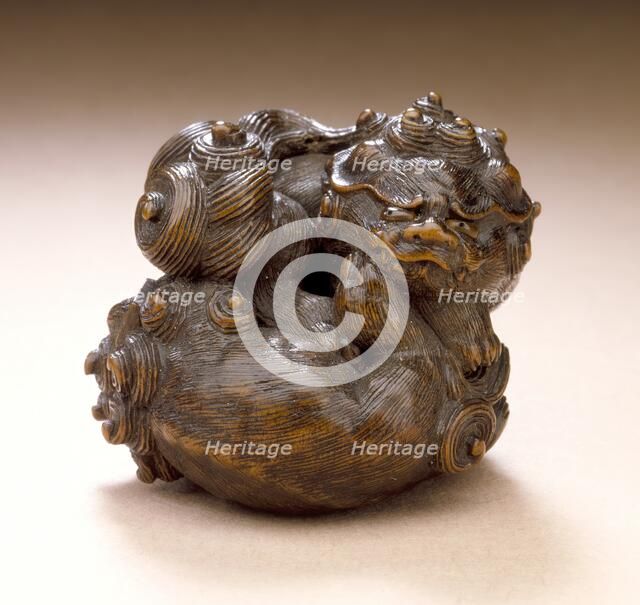 Pair of Chinese Lions, early 19th century. Creator: Tamba School.