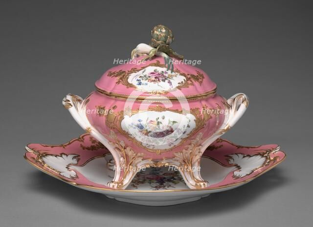 Pair of Covered Tureens on Stand (Paire de terrines couvert du roi et plateaux), 1757. Creator: Sèvres Porcelain Manufactory (French, est. 1740).