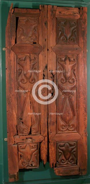 Pair of Doors Carved in the 'Beveled Style', Iraq, 9th century. Creator: Unknown.