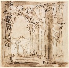 Pair of Drawings: Sketch of the Labyrinth of the Villa Pisani and Piazza San Marco..., 1773-1778(?). Creator: Francesco Guardi (Italian, 1712-1793)
