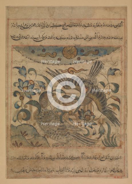 Pair of Eagles, Folio from a Manafi' al-hayawan (On the Usefulness of Animals)..., ca. 1300. Creator: Ibn Bakhtishu.