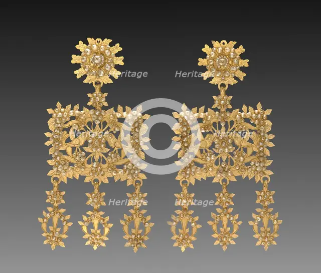 Pair of Earrings, 1700s - 1800s. Creator: Unknown.
