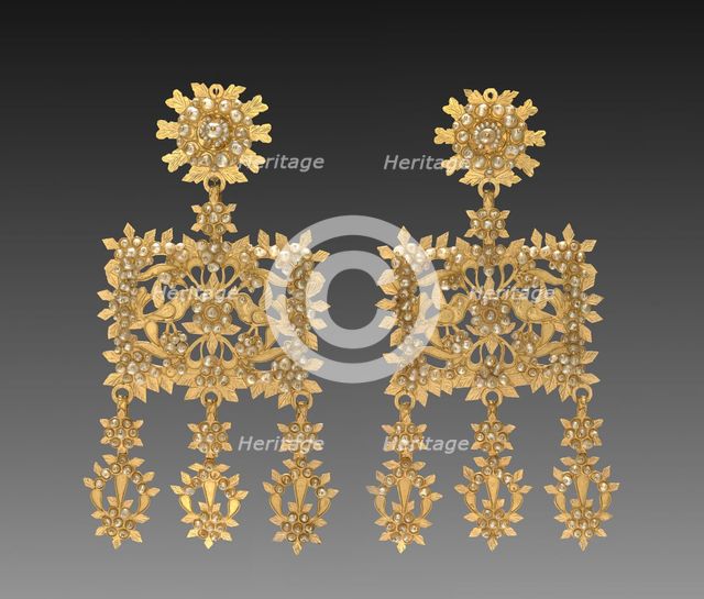 Pair of Earrings, 1700s - 1800s. Creator: Unknown.