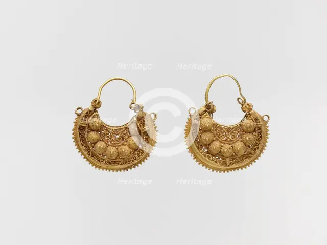Pair of Earrings, Syria, 11th century. Creator: Unknown.