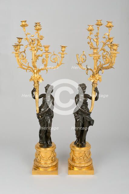 Pair of Eight Light Candelabra, France, c. 1785 or 19th century. Creators: Pierre-François Feuchere, Louis-Simon Boizot.