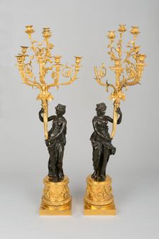 Pair of Eight Light Candelabra, France, c. 1785 or 19th century. Creators: Pierre-François Feuchere, Louis-Simon Boizot