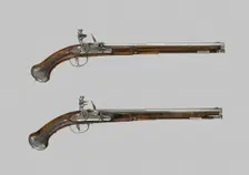 Pair of Flintlock Holster Pistols, Italy, c. 1660/70. Creator: Lazzarino Cominazzo