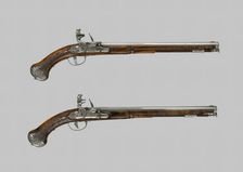 Pair of Flintlock Holster Pistols, Italy, c. 1660/70. Creator: Lazzarino Cominazzo