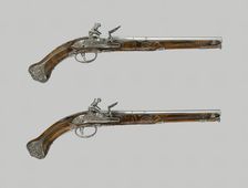Pair of Flintlock Holster Pistols, Italy, c. 1680/90. Creator: Vicenzo Cominazzo