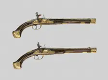 Pair of Flintlock Holster Pistols, Liège, c. 1700/10. Creator: Unknown