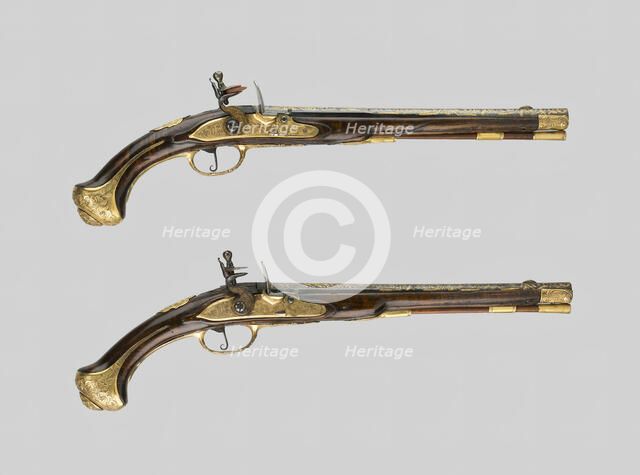Pair of Flintlock Holster Pistols, Liège, c. 1700/10. Creator: Unknown.