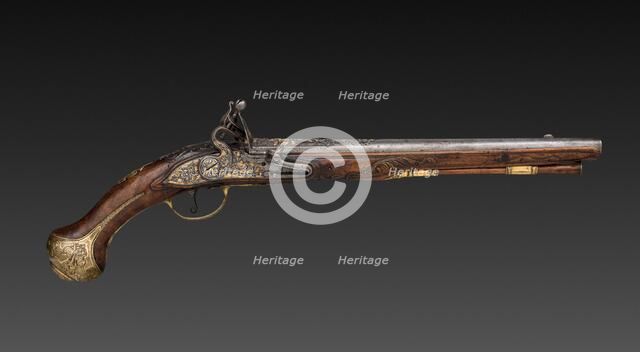 Pair of Flintlock Pistols (2 of 2), early 1700s. Creator: Unknown.