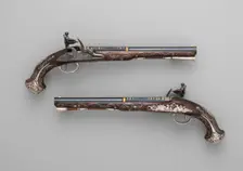 Pair of Flintlock Pistols, British, London, ca. 1765. Creator: Henry Hadley