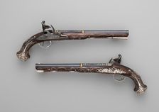 Pair of Flintlock Pistols, British, London, ca. 1765. Creator: Henry Hadley