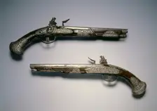 Pair of Flintlock Pistols, c. 1670. Creator: Unknown