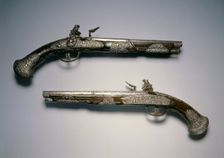 Pair of Flintlock Pistols, c. 1670. Creator: Unknown