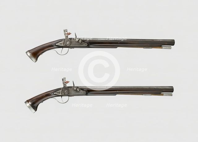 Pair of Flintlock Pistols, England, 1640/60. Creator: Unknown.