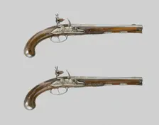 Pair of Flintlock Pistols, Flanders, c. 1700. Creator: Unknown