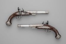 Pair of Flintlock Pistols, Indian, Lucknow, and possibly British, London, ca. 1786. Creator: Claude Martin